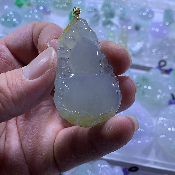 翡翠18K金镶嵌颈饰天然翡翠Ａ货吊坠