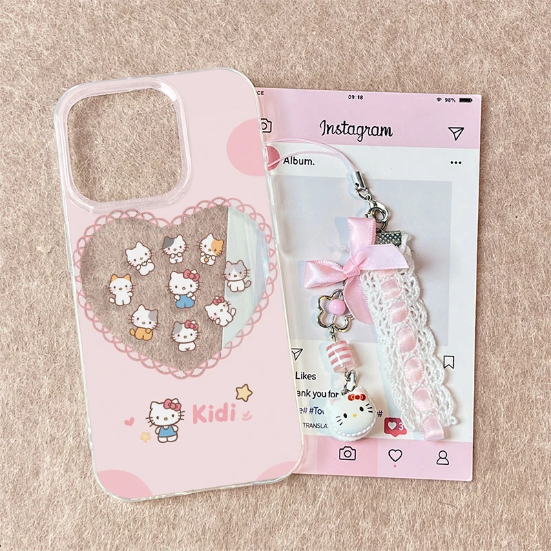 爱心镂空KT适用苹果13手机壳软iphone16pro/15小米vivo华为oppo套