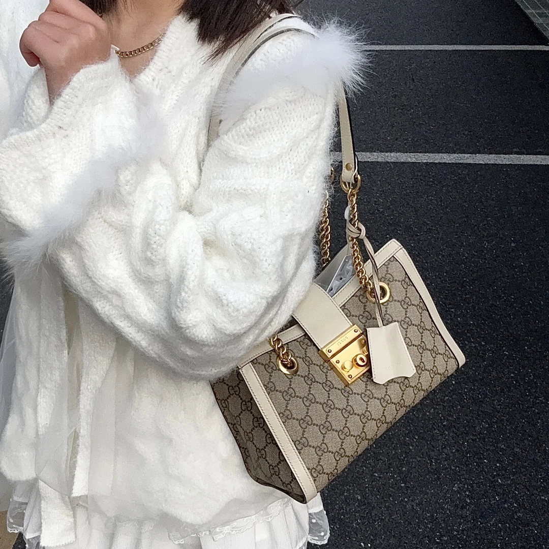 95新 GUCCI/古驰 小号padlock老花单肩包