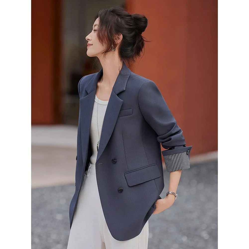 灰色外套女2025新款春秋高级感气质宽松休闲小个子女士小西服上衣