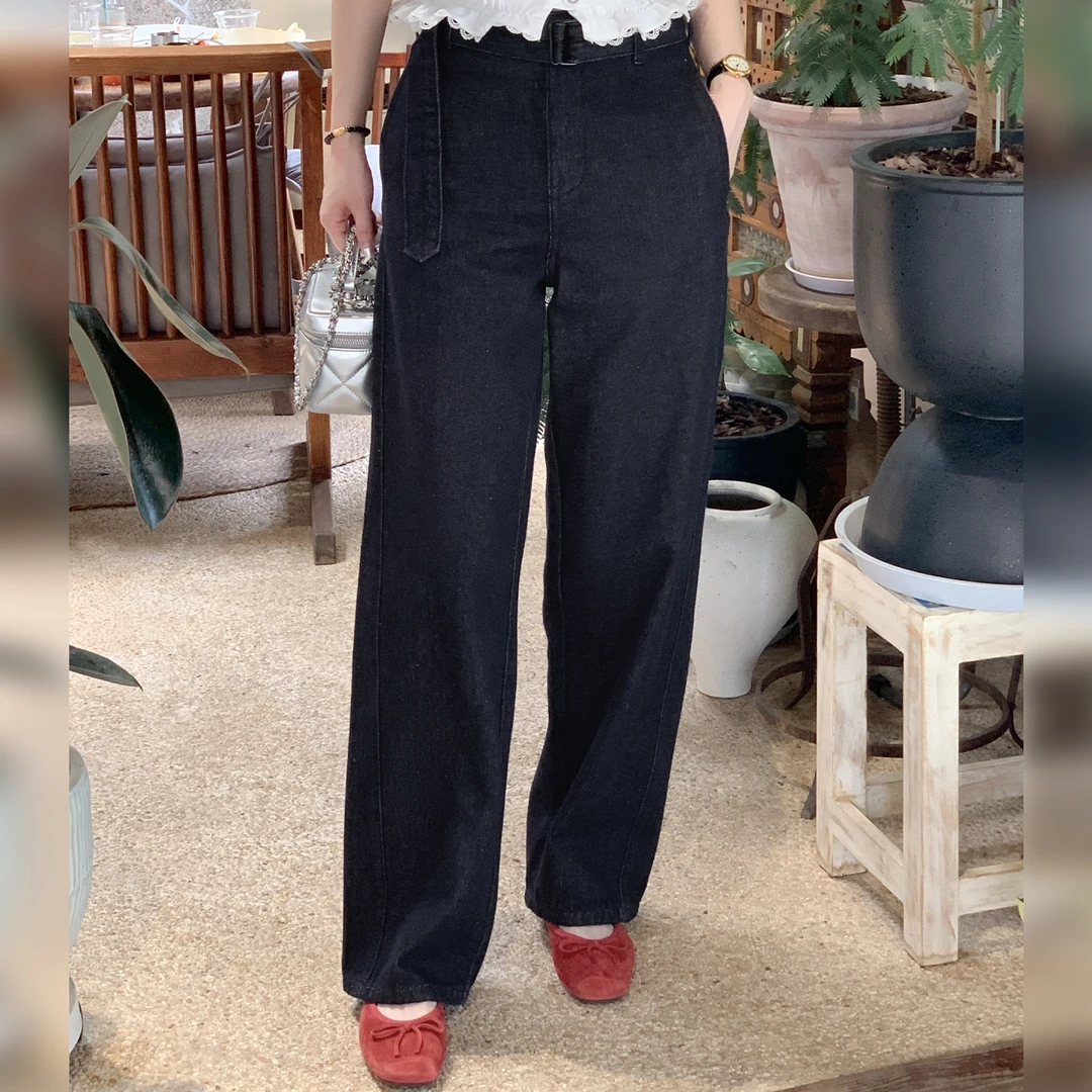 【新品】【氧气深蓝】FS505X060绑带藏青色牛仔裤