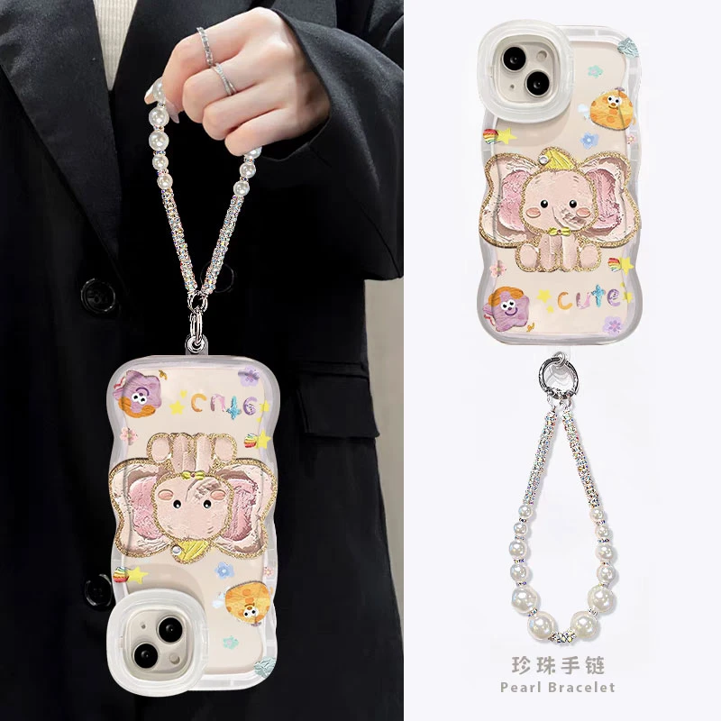 油画小象适用iphone16苹果15手机壳小米15可爱华为红米k80双支架