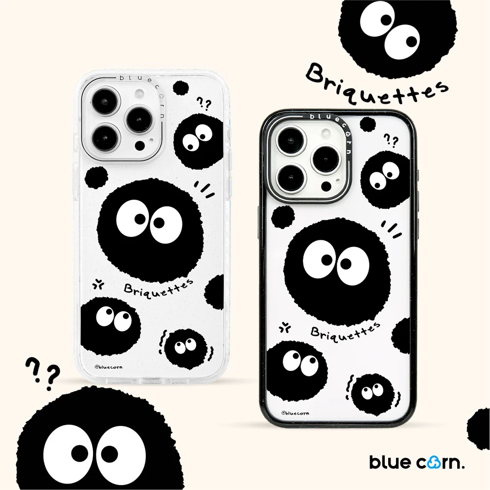 Bluecorn可爱黑色大眼睛煤球适用于苹果iPhone16/15/14磁吸手机壳