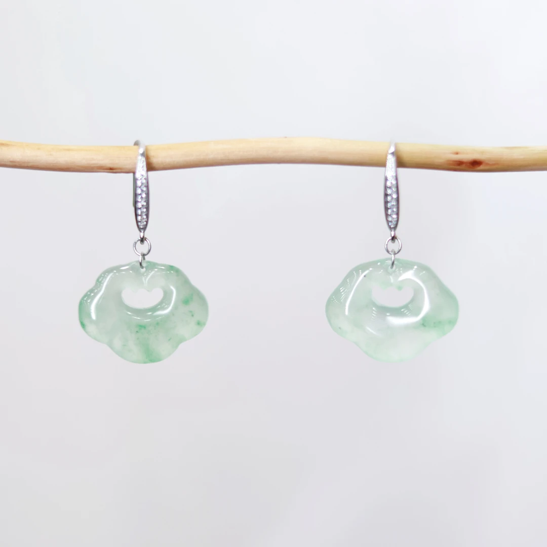 祥云|天然非洲翠祥云耳饰｜S925银｜多样性发货 发其一｜