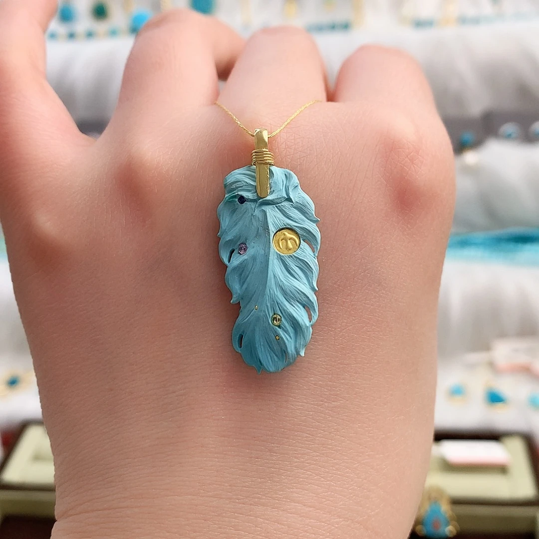 绿松石羽毛吊坠未镶嵌