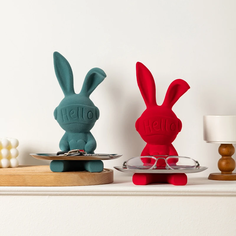 兔子坐姿摆件轻奢高档客厅酒柜电视柜入户玄关高级感小众软装饰品