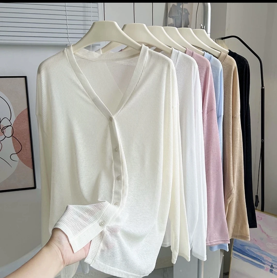 韩系气质开衫款冰丝凉凉衫 百搭显瘦防晒空调衫