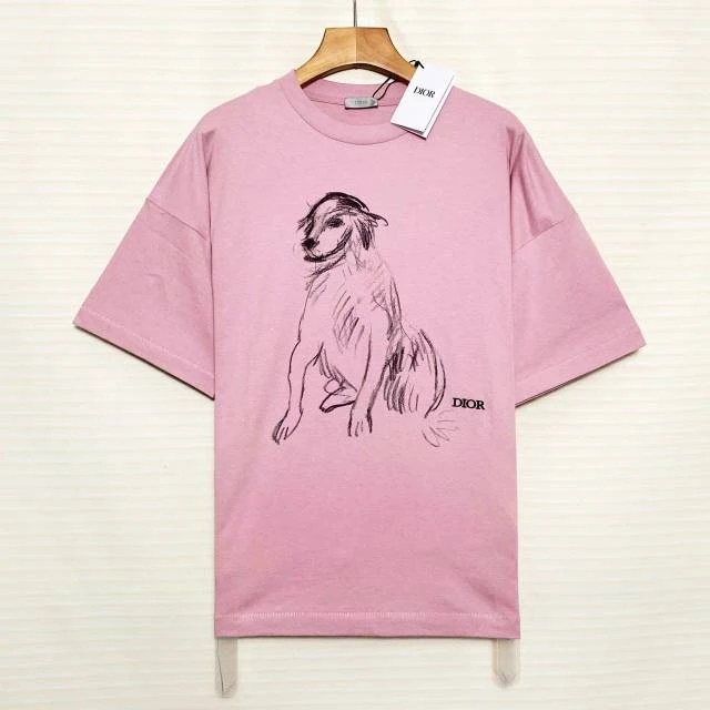 未使用 DIOR/迪奥 素描小狗 短袖/M码/XG-Y25493