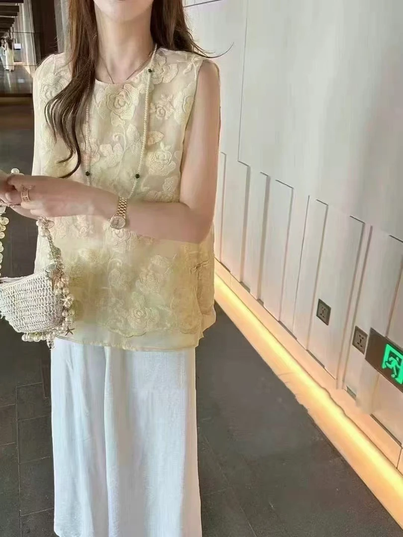 【532】简#国风无袖上衣+休闲裤【套装】