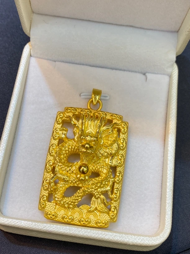 足金999龙牌吊坠➕4金珠