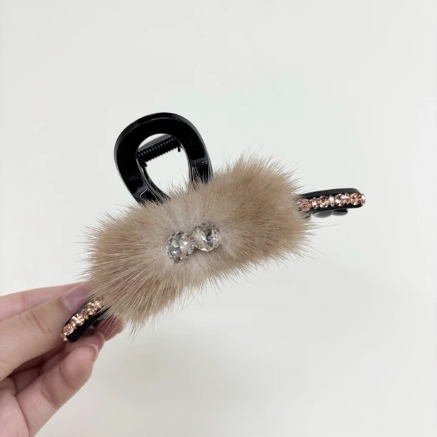 L385夕洛毛毛13cm抓夹气质甜美轻奢简约小众定位法式百搭