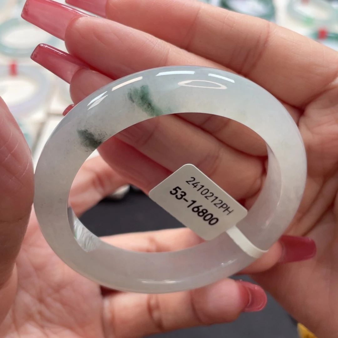 【闪购商品】翡翠手镯未镶嵌正冰飘花白月光53飘15号