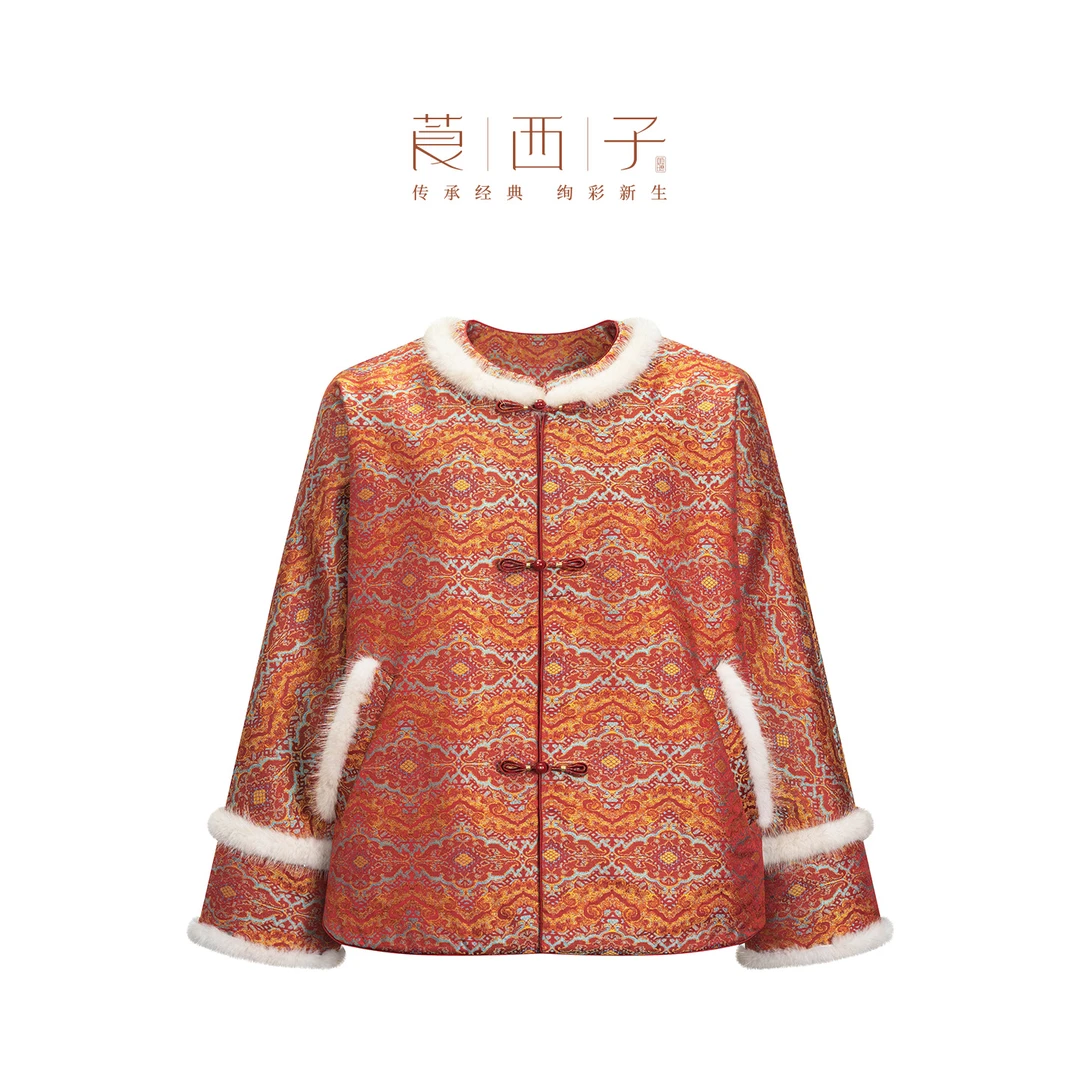 莨西子【安和】新中式圆领对襟轻便喜庆年服保暖棉衣贵气厚款棉服