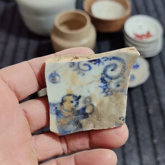 瓷片青花影青杯垫学习标本