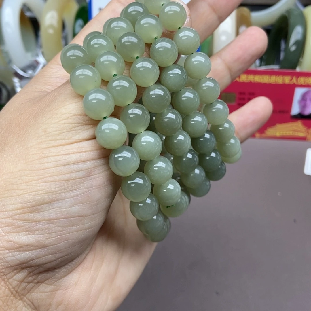 和田玉手串未镶嵌卡10