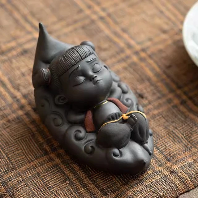 紫砂哪吒逍遥小魔丸精品可养茶玩茶宠摆件个性创意茶盘家居装饰品