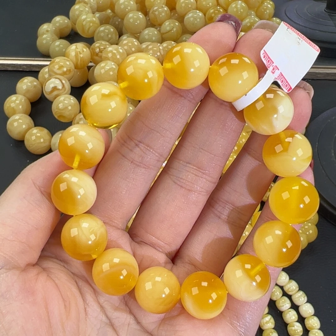 琥珀未镶嵌手链22金白