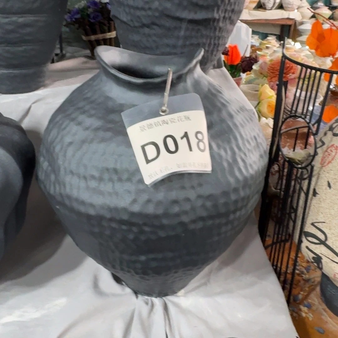 千***$陶摆件景德镇高温花瓶编码d018高33口10默认无孔