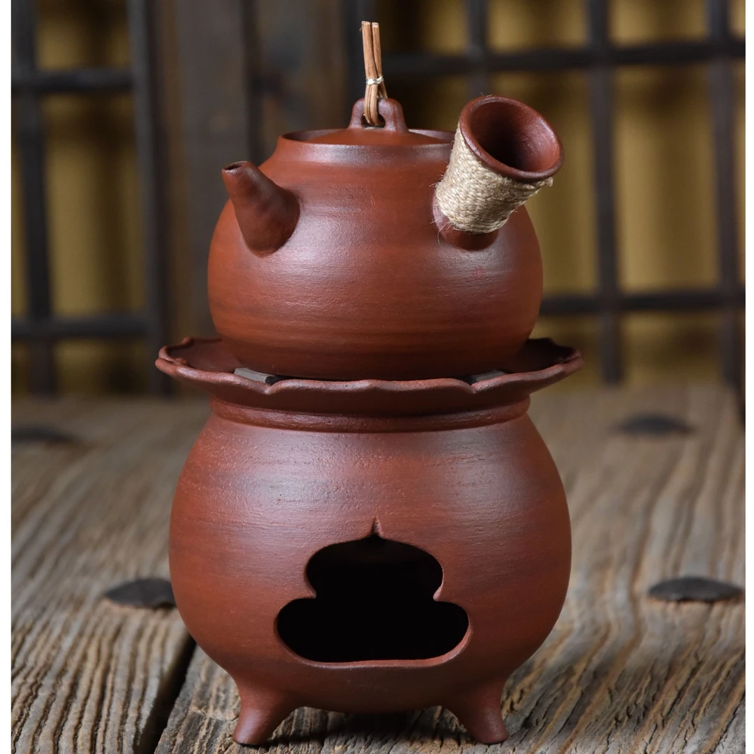 【半斋新品】红粉引 菱花碳炉 酒精炉＋胖墩侧把 煮茶煮水套组