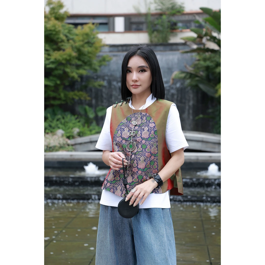 【妙妙精选】HUANGNAJI缠枝葫芦-时尚气质蜀锦设计感马甲9302