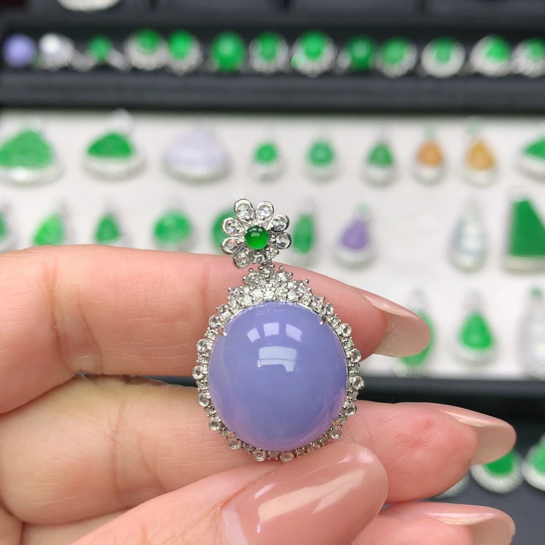 翡翠18K金镶嵌吊坠(不含链)