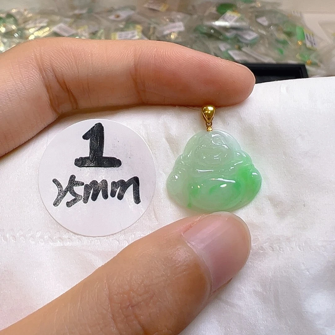 翡翠18K金镶嵌吊坠(不含链)翡翠