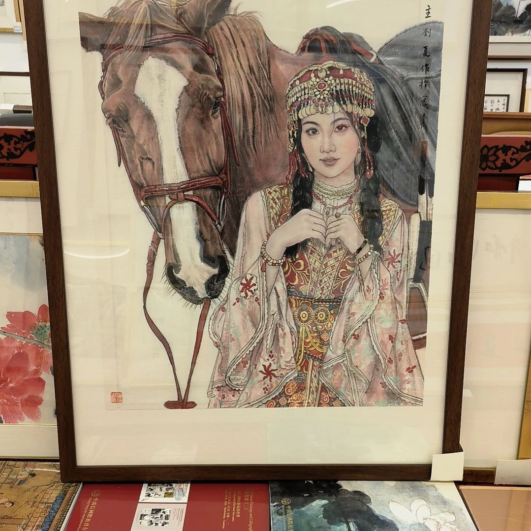 国画人物画作精品带框