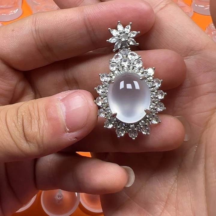 石英质玉银S925镶嵌颈饰