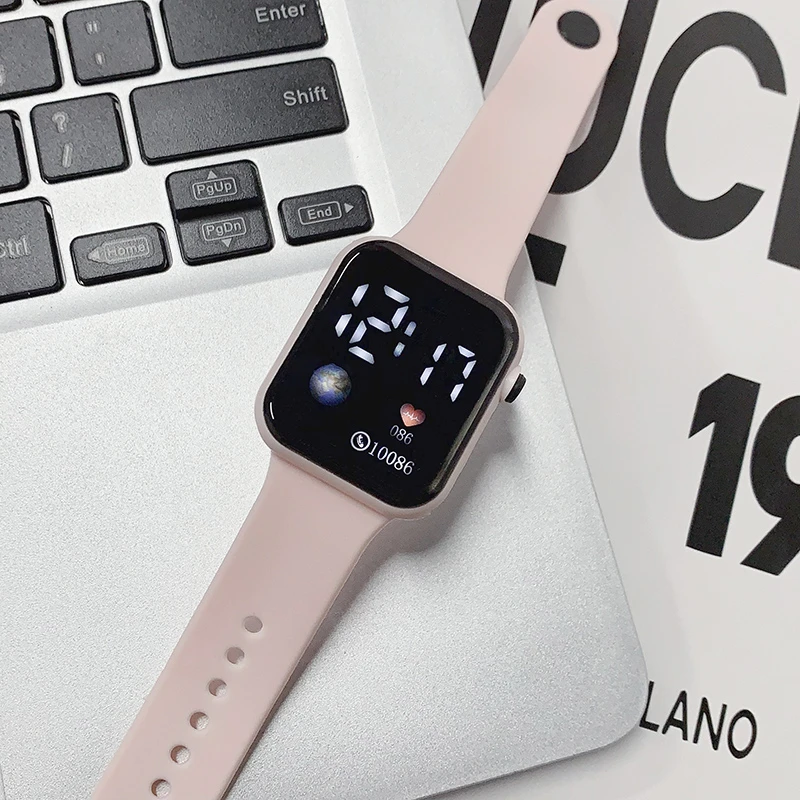 方形电子手表高颜值学生党简约时尚小众设计初高中防水电子表夜光