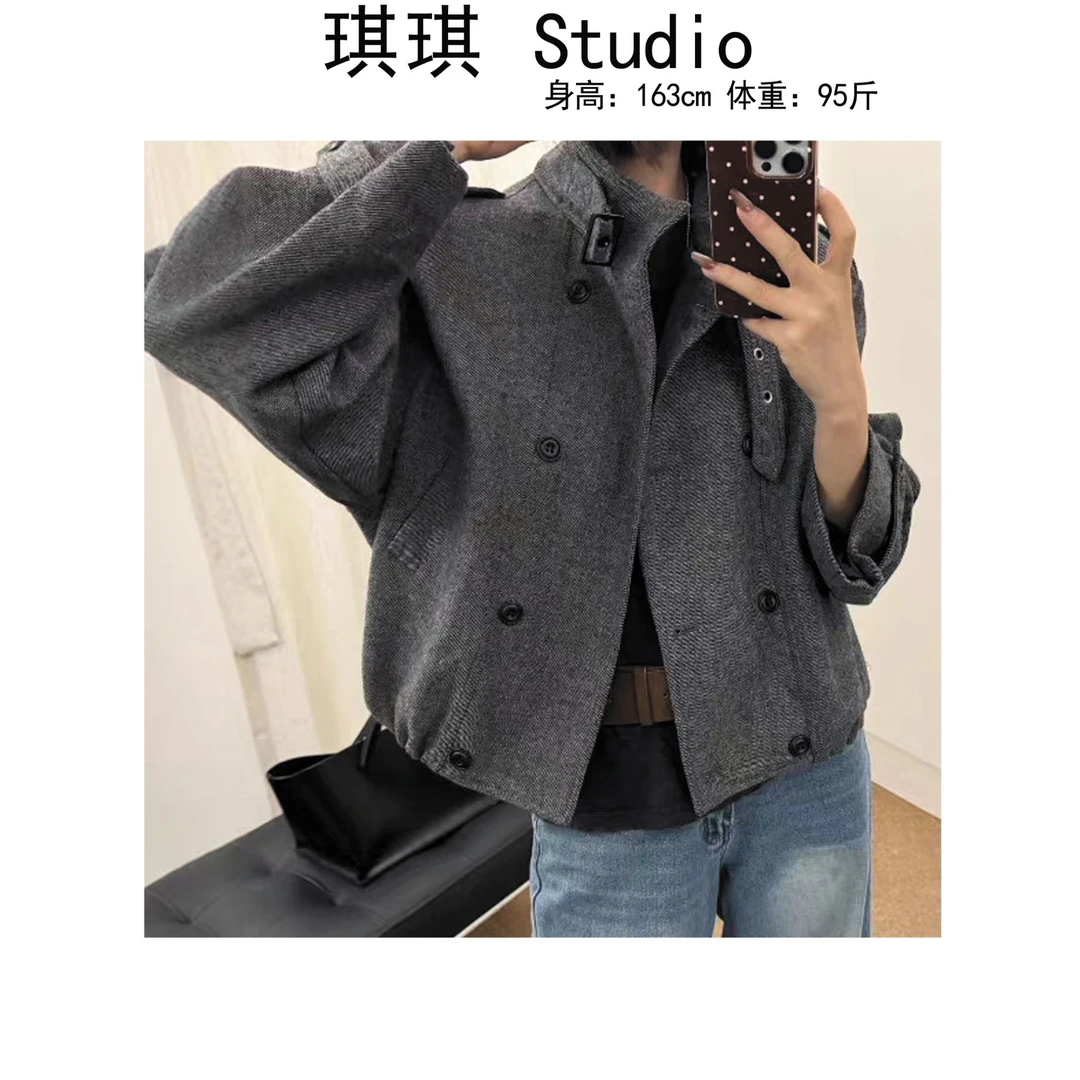 《琪琪家》秋季新款轻奢高品质领卡扣气质减龄百搭羊毛外套660-N