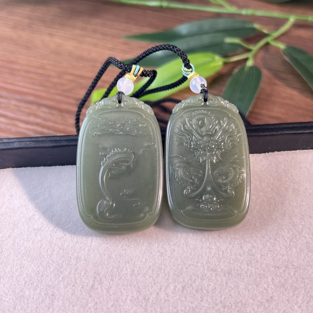 【睿泽赏宝】和田玉双面龙牌挂件多样性发一/有瑕 49*29*7 V0083
