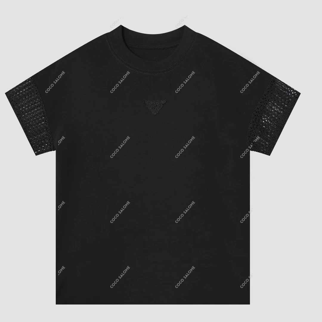 安安推荐【乔曼】极简轻奢百搭小版镂空拼接短袖BL-TXS51117801H