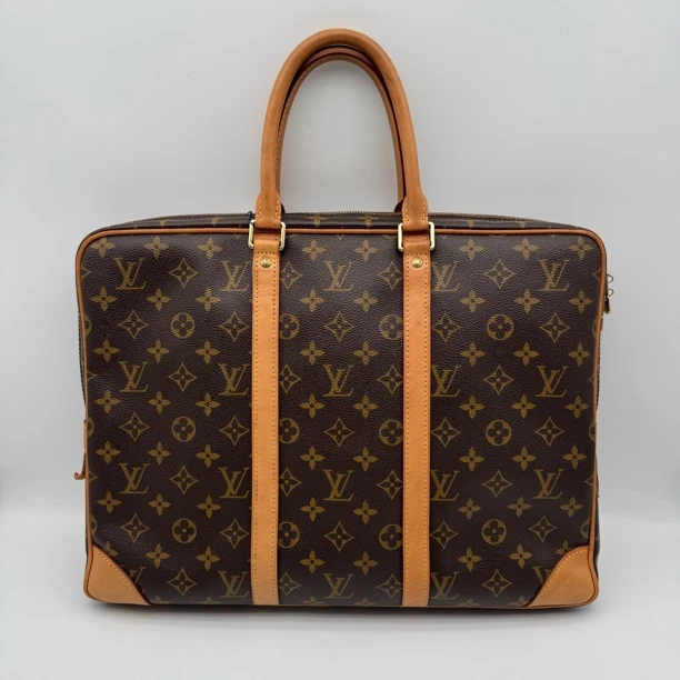 95新 LouisVuitton/路易威登 98新经典棕老花手提公文包1919男士