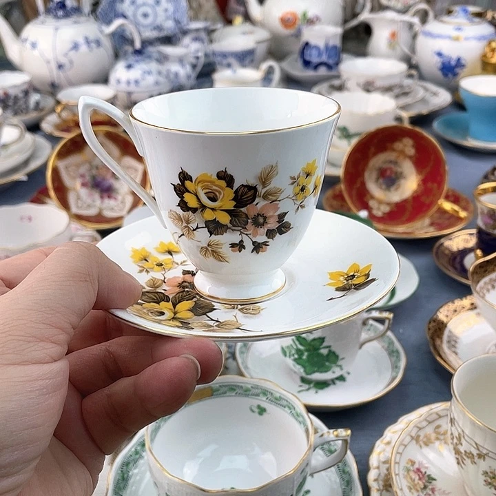 海外中古欧瓷咖啡杯小房子