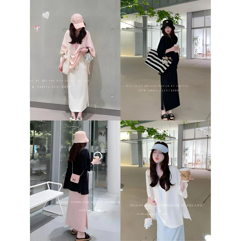 网红爆款防晒休闲设计感纯色韩版显瘦T恤薄款慵懒风中长款INS风