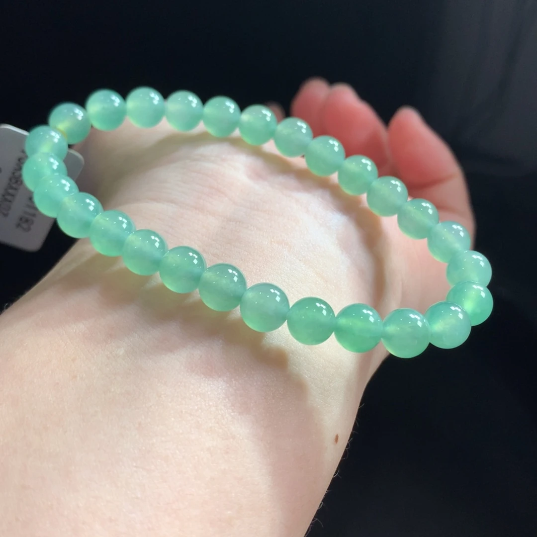 未镶嵌手链翡翠翡翠冰胶润底晴阳绿卡6.70+