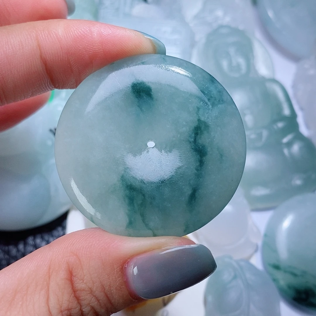 定制翡翠未镶嵌毛货付款后确认抛光