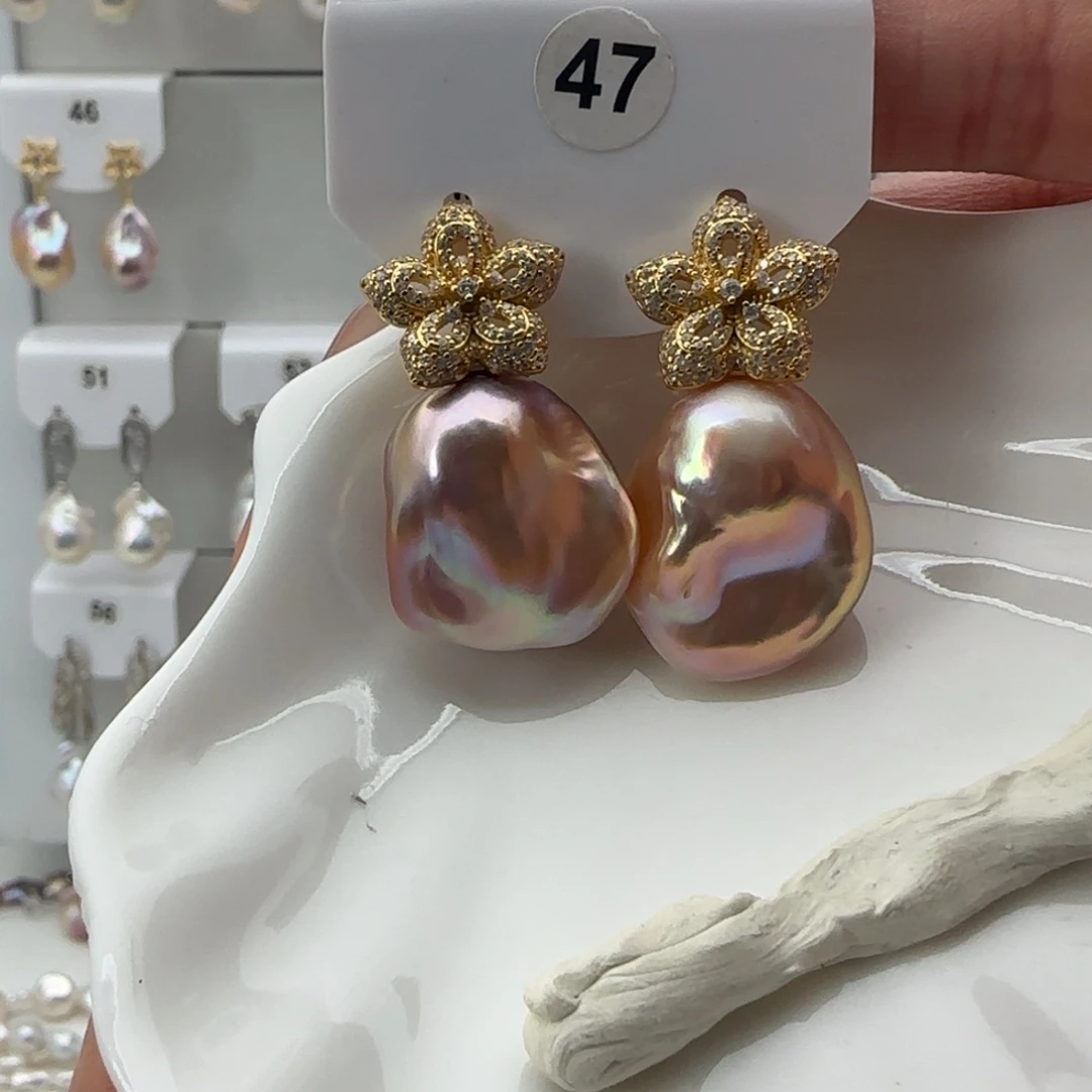 淡水珍珠耳饰银S925镶嵌岁****旧