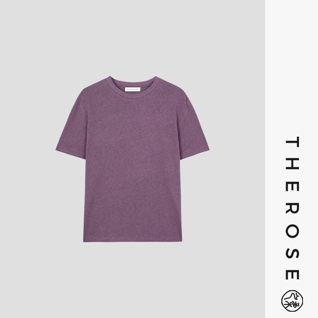 之柔【慢生活 小紫T】简约棉麻针织短袖时尚设计休闲舒适百搭T恤女