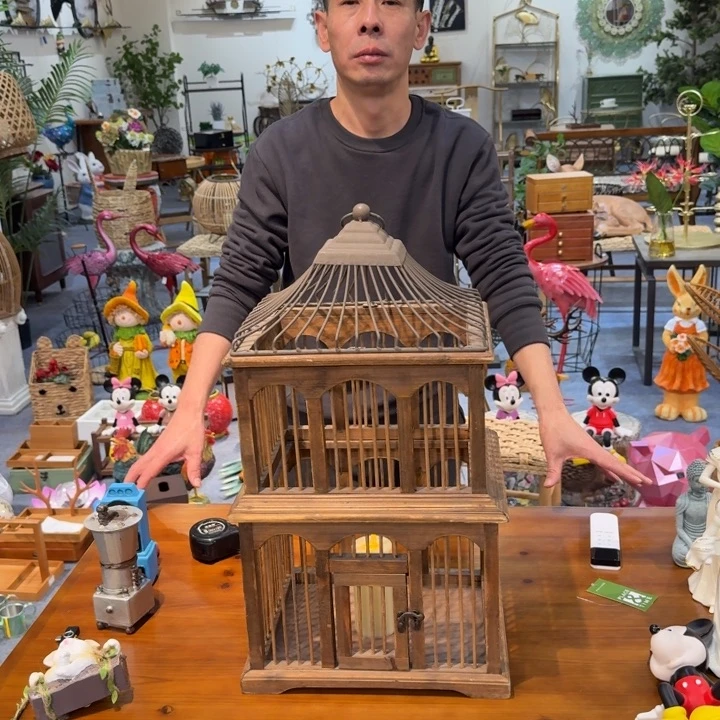 有机玻璃铁木鸟笼