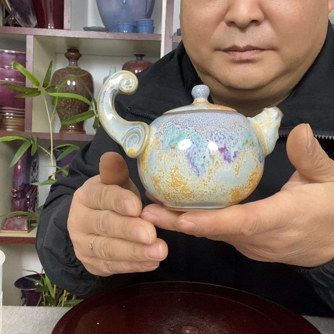 壶钧瓷主泡器茶壶手拉胚提梁壶
