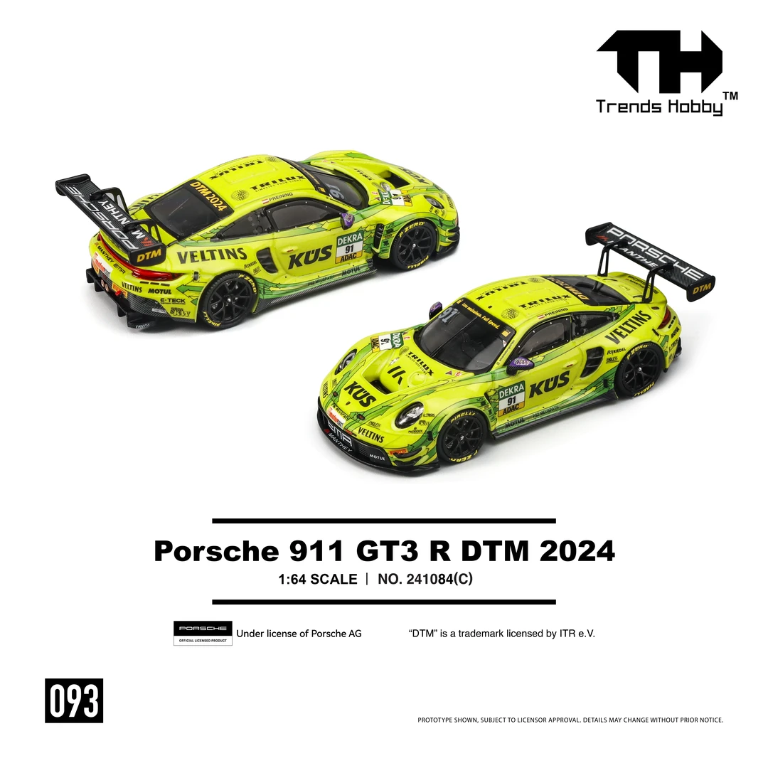 TH 1:64 保时捷 DTM 2024 911 GT3 R #91 赛车 合金汽车模型摆件