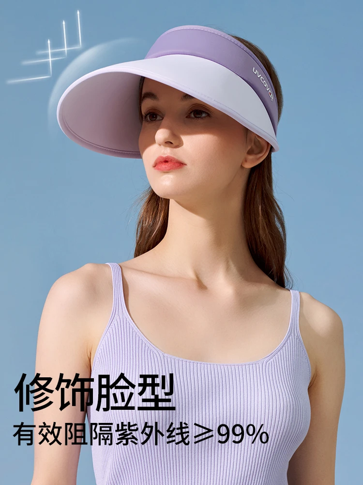 新款可折叠空顶帽遮阳帽女夏季运动帽防紫外线防晒帽子速干大檐帽