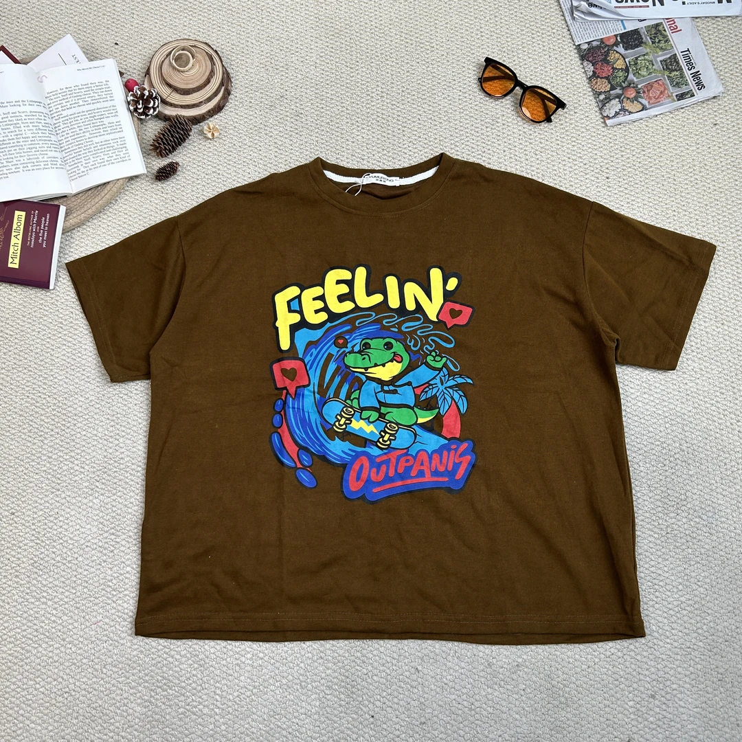 2025春季新款宽松百搭时尚卡通印花短袖T恤9485