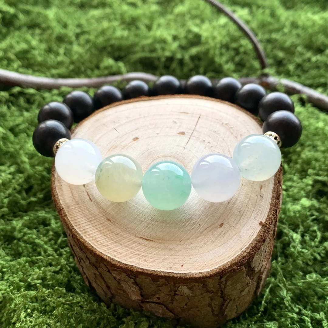 天然A货翡翠特价莫奈花园手串卡12