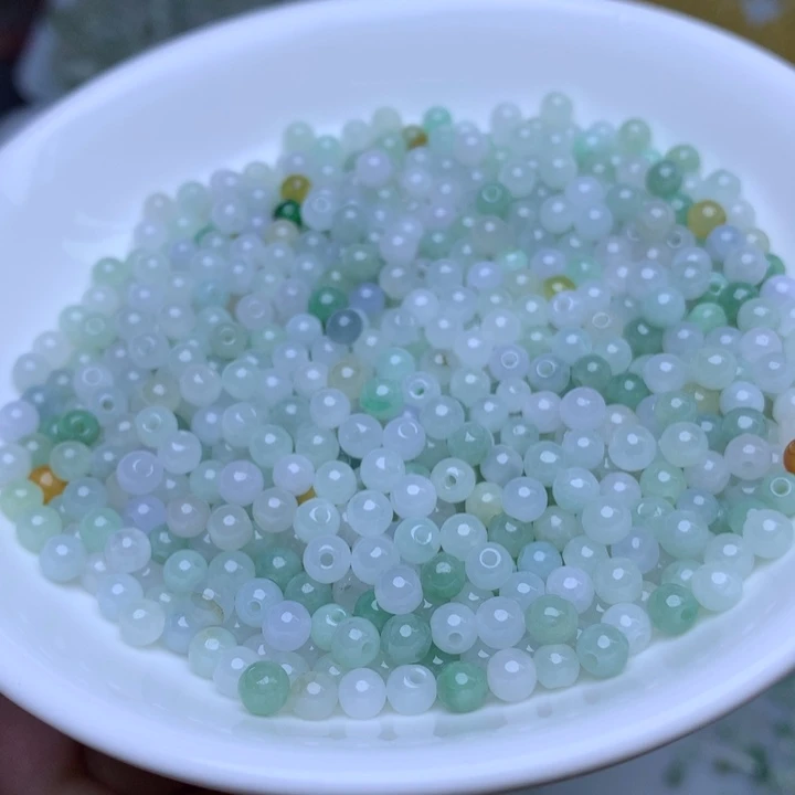 翡翠散珠卡3.8冰绿白100个
