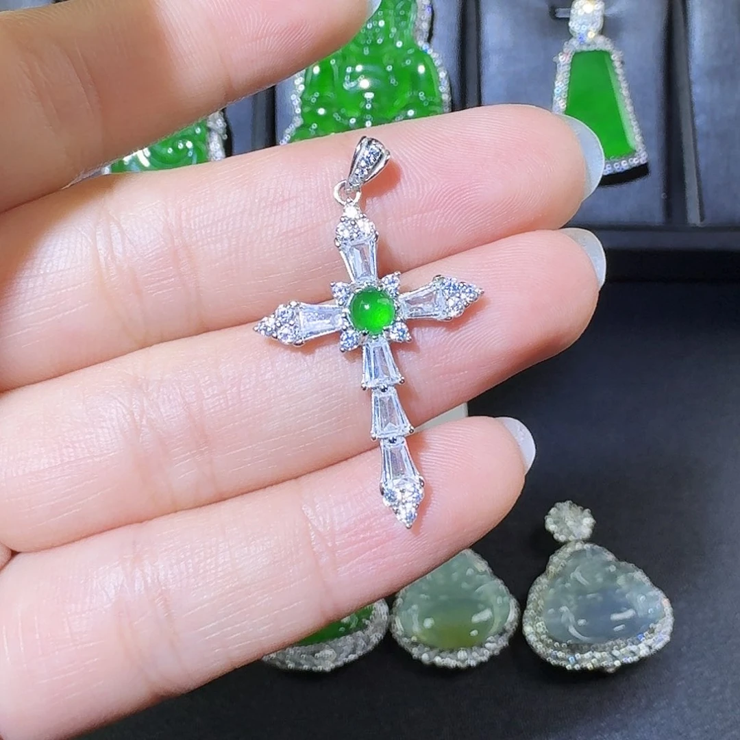 翡翠吊坠(赠链)银S925镶嵌十