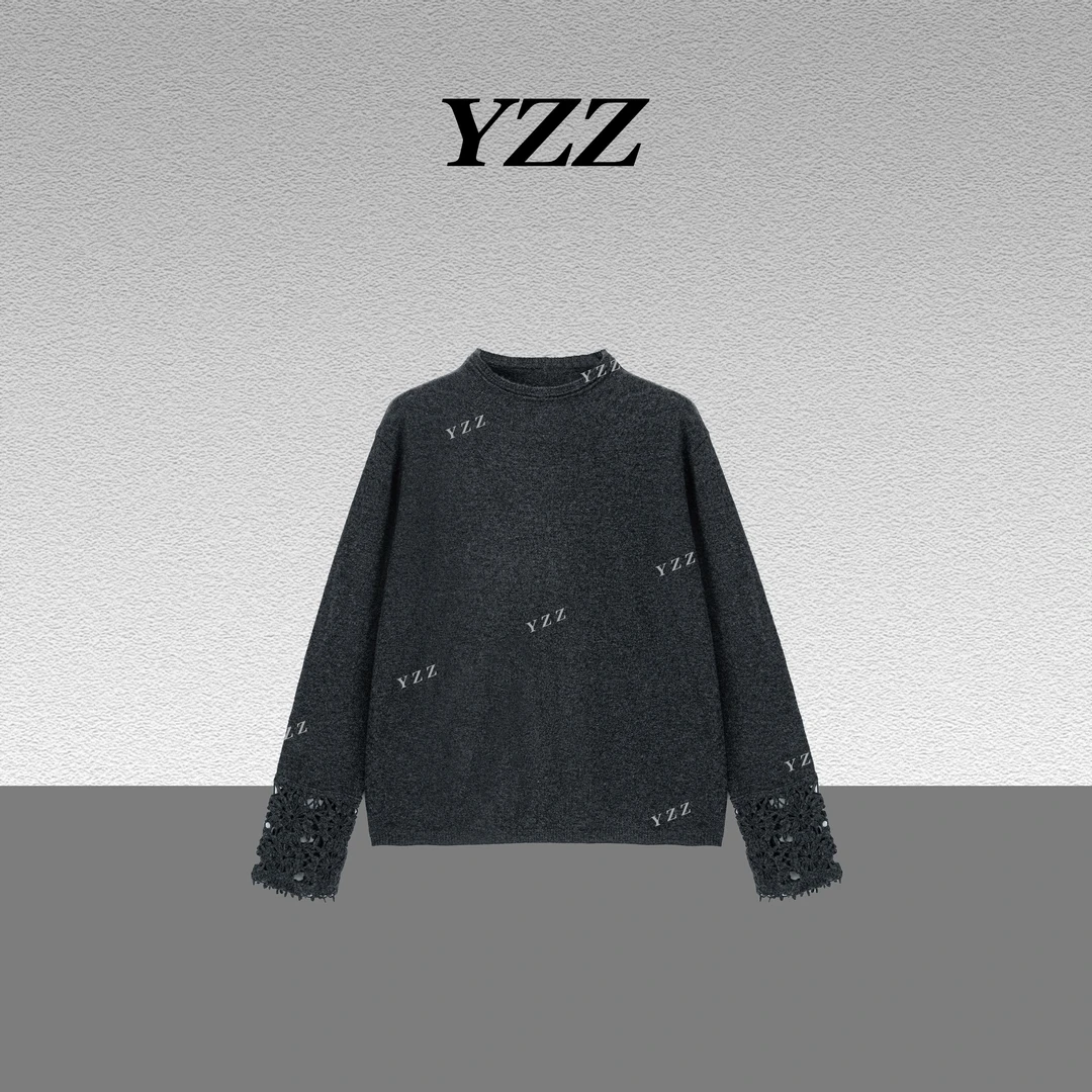 YZZ“女神"山羊绒绵羊毛圆领镂空钩花针织毛衣 680498