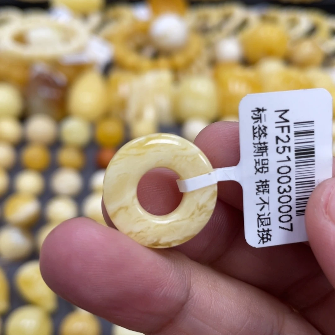 蜜蜡未镶嵌裸石7mm内经 虎皮跑环