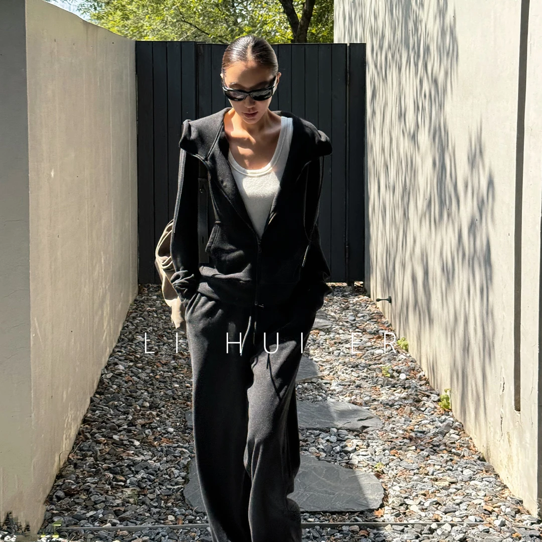 LiHuiEr李慧儿【人间萤火】2025秋款长袖轻奢黑色女装套装25293